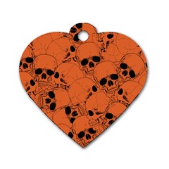 Skull Pattern Dog Tag Heart (one Side) by Valentinaart