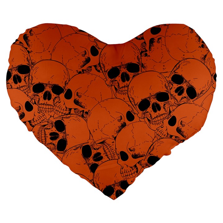 Skull pattern Large 19  Premium Flano Heart Shape Cushions