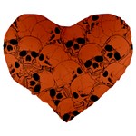 Skull pattern Large 19  Premium Flano Heart Shape Cushions Back