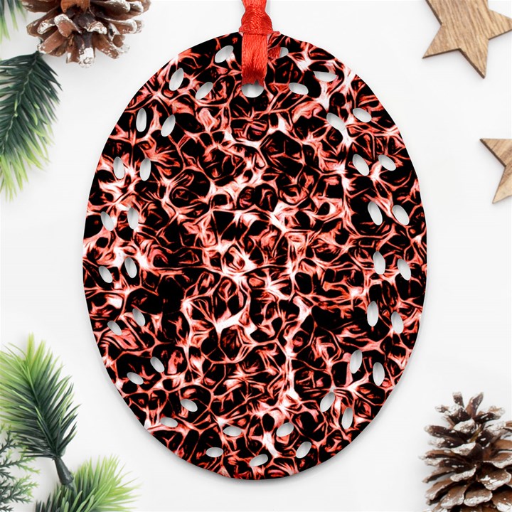 Red universe Oval Filigree Ornament (Two Sides)