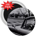 Convertible Classic Car At Paris Street 3  Magnets (100 pack) Front