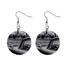 Convertible Classic Car At Paris Street Mini Button Earrings by dflcprintsclothing