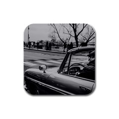 Convertible Classic Car At Paris Street Rubber Square Coaster (4 Pack) by dflcprintsclothing