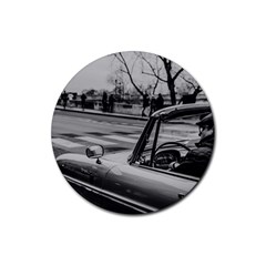 Convertible Classic Car At Paris Street Rubber Coaster (round) by dflcprintsclothing