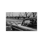 Convertible Classic Car At Paris Street Sticker (Rectangular) Front