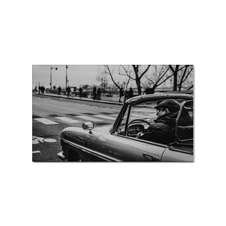 Convertible Classic Car At Paris Street Sticker (Rectangular)