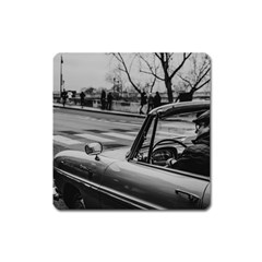 Convertible Classic Car At Paris Street Square Magnet by dflcprintsclothing