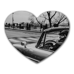 Convertible Classic Car At Paris Street Heart Mousepad by dflcprintsclothing