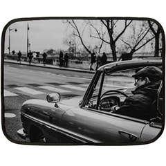 Convertible Classic Car At Paris Street Fleece Blanket (mini) by dflcprintsclothing