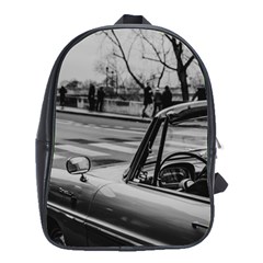 Convertible Classic Car At Paris Street School Bag (large) by dflcprintsclothing