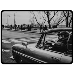 Convertible Classic Car At Paris Street Fleece Blanket (large)  by dflcprintsclothing