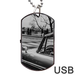 Convertible Classic Car At Paris Street Dog Tag Usb Flash (one Side) by dflcprintsclothing