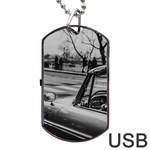 Convertible Classic Car At Paris Street Dog Tag USB Flash (Two Sides) Front