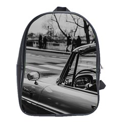 Convertible Classic Car At Paris Street School Bag (xl) by dflcprintsclothing