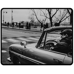 Convertible Classic Car At Paris Street Double Sided Fleece Blanket (medium)  by dflcprintsclothing