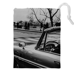 Convertible Classic Car At Paris Street Drawstring Pouch (5xl) by dflcprintsclothing