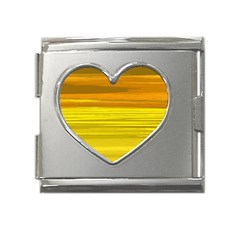 Yellow And Gold Horizontal Stripes - Abstract Art Mega Link Heart Italian Charm (18mm)