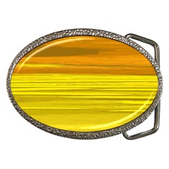 Yellow And Gold Horizontal Stripes - Abstract Art Belt Buckles by KorokStudios