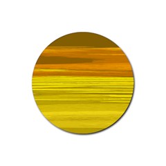 Yellow And Gold Horizontal Stripes - Abstract Art Rubber Coaster (round) by KorokStudios