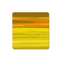 Yellow And Gold Horizontal Stripes - Abstract Art Square Magnet by KorokStudios