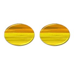 Yellow And Gold Horizontal Stripes - Abstract Art Cufflinks (oval) by KorokStudios