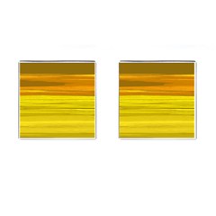 Yellow And Gold Horizontal Stripes - Abstract Art Cufflinks (square) by KorokStudios