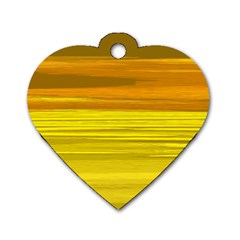 Yellow And Gold Horizontal Stripes - Abstract Art Dog Tag Heart (two Sides) by KorokStudios