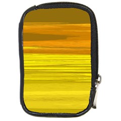 Yellow And Gold Horizontal Stripes - Abstract Art Compact Camera Leather Case by KorokStudios