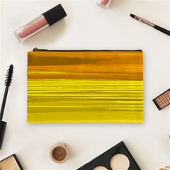 Yellow And Gold Horizontal Stripes - Abstract Art Cosmetic Bag (medium)