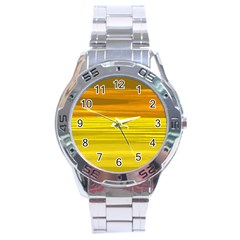 Yellow And Gold Horizontal Stripes - Abstract Art Stainless Steel Analogue Watch by KorokStudios