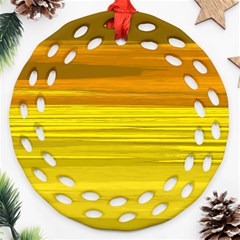 Yellow And Gold Horizontal Stripes - Abstract Art Round Filigree Ornament (two Sides)