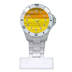 Yellow And Gold Horizontal Stripes - Abstract Art Plastic Nurses Watch by KorokStudios