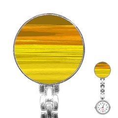 Yellow And Gold Horizontal Stripes - Abstract Art Stainless Steel Nurses Watch by KorokStudios