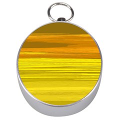 Yellow And Gold Horizontal Stripes - Abstract Art Silver Compasses by KorokStudios