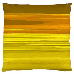 Yellow And Gold Horizontal Stripes - Abstract Art Large Flano Cushion Case (two Sides) by KorokStudios