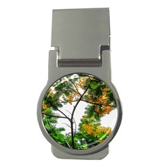 Tree Sunlight Forest Nature Landscape Sunrise Fog Money Clips (round)  by danenraven