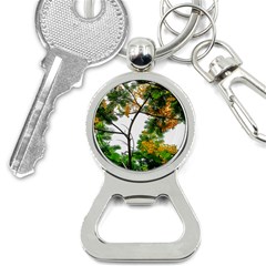 Tree Sunlight Forest Nature Landscape Sunrise Fog Bottle Opener Key Chain by danenraven