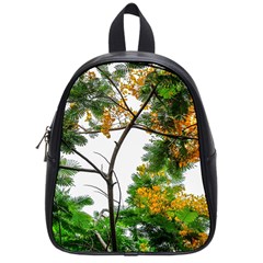 Tree Sunlight Forest Nature Landscape Sunrise Fog School Bag (small) by danenraven