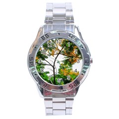 Tree Sunlight Forest Nature Landscape Sunrise Fog Stainless Steel Analogue Watch by danenraven