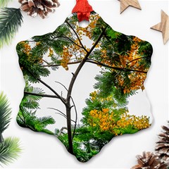 Tree Sunlight Forest Nature Landscape Sunrise Fog Ornament (snowflake) by danenraven