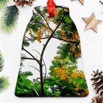 Tree Sunlight Forest Nature Landscape Sunrise Fog Bell Ornament (Two Sides) Back