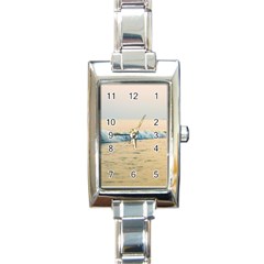 Sea Beach Ocean Sunset Sky Nature Coast Water Rectangle Italian Charm Watch by danenraven