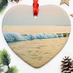 Sea Beach Ocean Sunset Sky Nature Coast Water Heart Ornament (two Sides) by danenraven