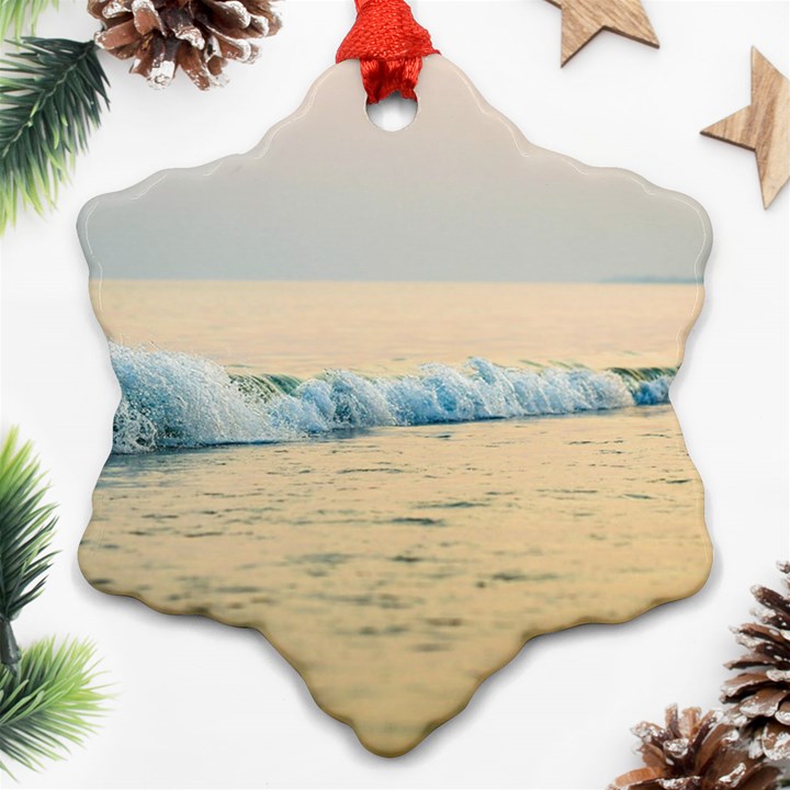 Sea Beach Ocean Sunset Sky Nature Coast Water Snowflake Ornament (Two Sides)