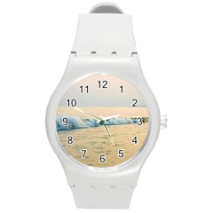 Sea Beach Ocean Sunset Sky Nature Coast Water Round Plastic Sport Watch (m) by danenraven