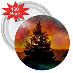 Tree Nature Landscape Fantasy Magical Cosmic 3  Buttons (100 pack) 