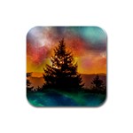 Tree Nature Landscape Fantasy Magical Cosmic Rubber Square Coaster (4 pack) Front