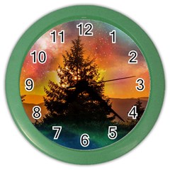 Tree Nature Landscape Fantasy Magical Cosmic Color Wall Clock