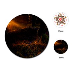 Sunset Forest Fall Sunbeams Nature Playing Cards Single Design (round) by danenraven