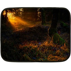 Sunset Forest Fall Sunbeams Nature Double Sided Fleece Blanket (mini)  by danenraven